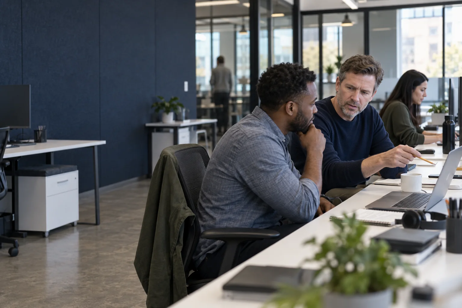 Engineers collaborating in a contemporary technology workspace